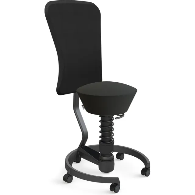 AERIS SWOPPER Ergonomische bureaustoel zwart-kunstleer - zachte wielen - met rugleuning