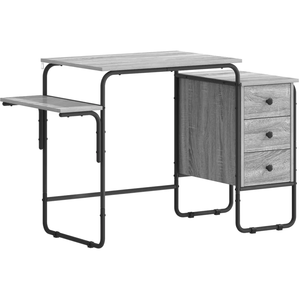 vidaXL Bureau met opbergruimte Grijs Sonoma 120 x 50 x 75 cm, foto 3