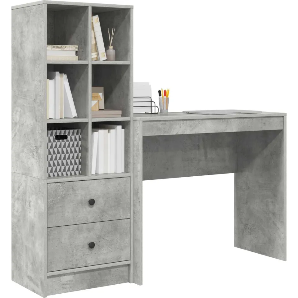 vidaXL Bureau Beton Grijs 135,5 x 40 x 127 cm 2 st