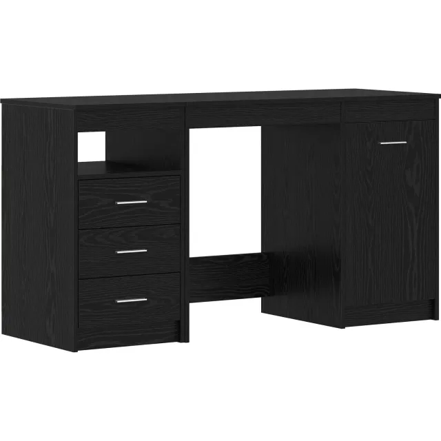 vidaXL Bureau met lade 2 st Zwart Eiken 140 x 50 x 76 cm Bewerkt hout