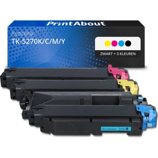 PrintAbout huismerk Toner TK-5270K/C/M/Y Zwart + 3 kleuren Multipack geschikt voor Kyocera