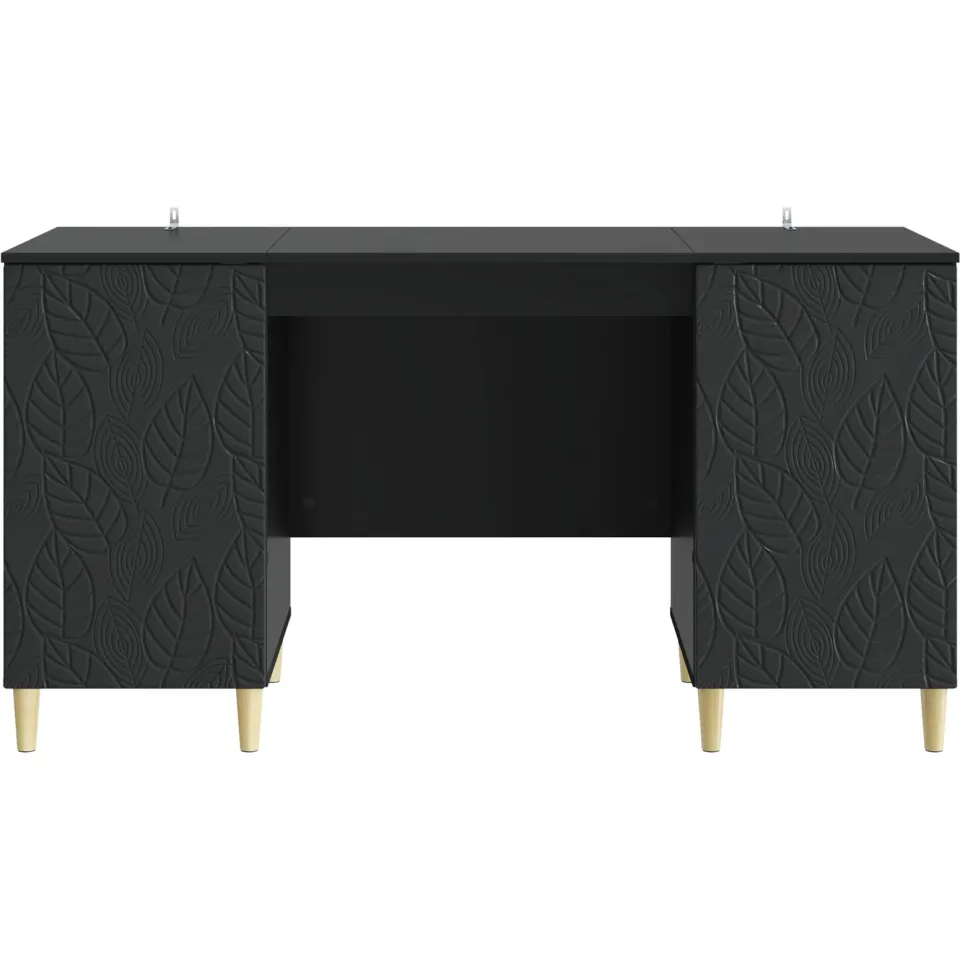 vidaXL Bureau Zwart 142,5 x 50 x 75 cm Bewerkt hout, foto 4