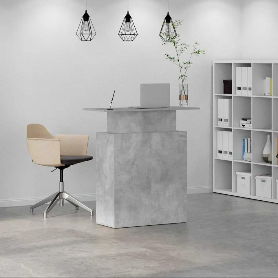 vidaXL Receptiebalie 100x40x104 cm bewerkt hout betongrijs grijs, foto 2