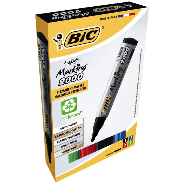 Bic Viltstift Bic 2000 ecolutions rond large assorti doos à 4 stuks