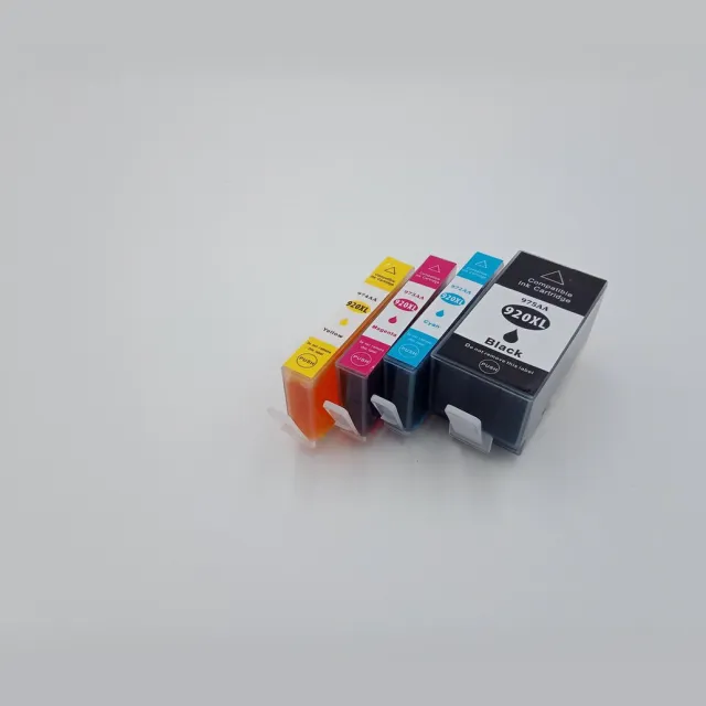 KATRIZ huismerk inkt voor|HP 920XL BK+ 920XL Cyan + 920XL Magenta + 920XL Yellow | (4stuks) - Met chip Zwart, Cyaan, Magenta, Geel