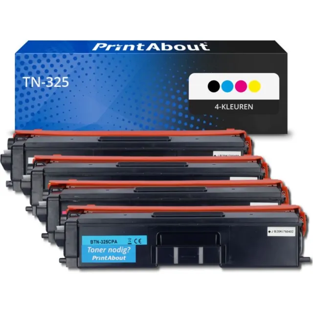 PrintAbout Alternatief voor de Brother TN-325BK / 4 Kleuren 4-kleuren