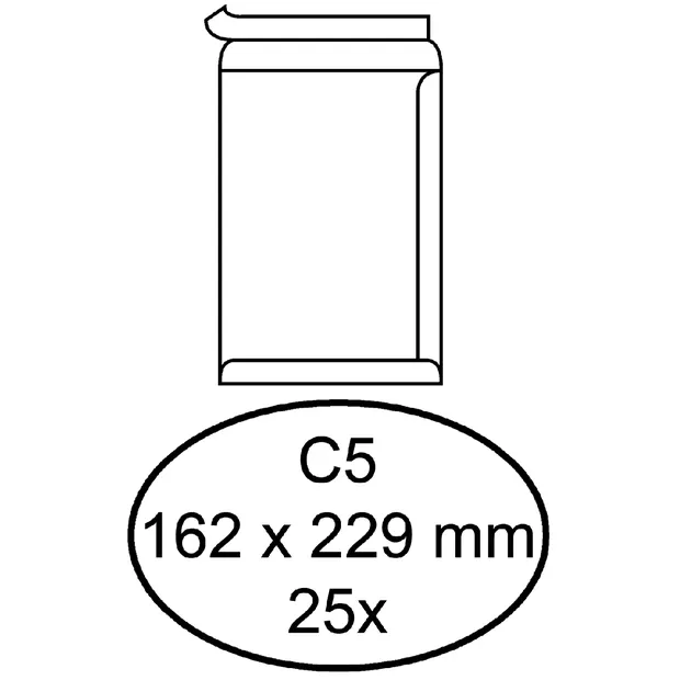 Quantore Envelop Quantore akte C5 162x229mm zelfklevend wit 25 stuks