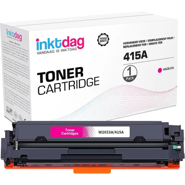 inktdag huismerk toner cartridge voor HP W2033A, hp 415a (met chip) toner cartridge Magenta voor HP Color Laserjet Pro M454dn M454dw MFP M479dw M479fdn M479fdw