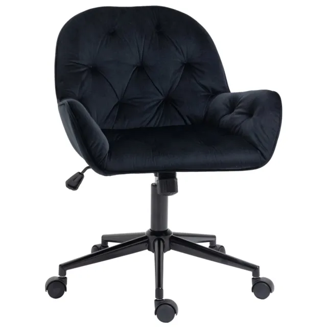 Clruro Bureaustoel - 60x61x81-91 cm - In Hoogte Verstelbaar en Draaibaar - Fluweelachtig Polyester - Zwart