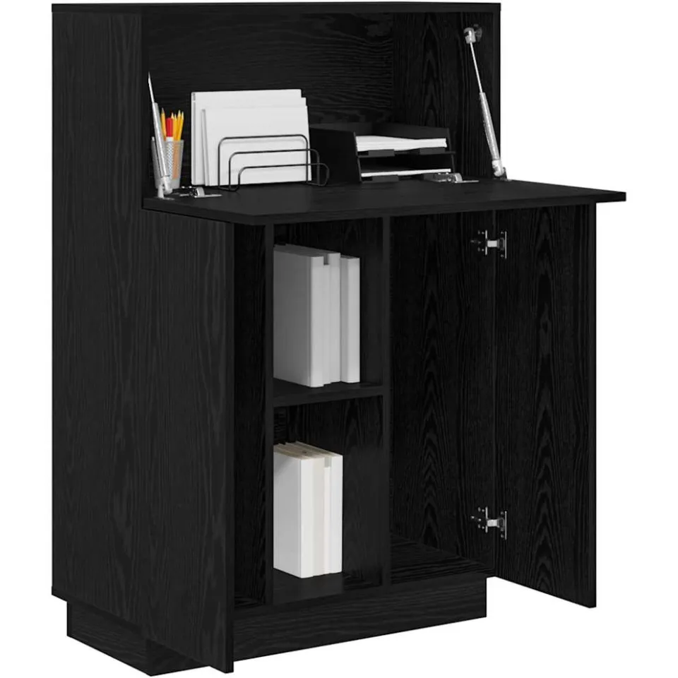 vidaXL Bureau Zwart Eiken 71,5 x 31,5 x 106,5 cm Bewerkt hout