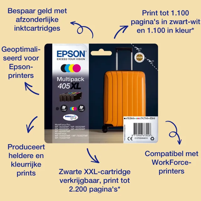 Epson Singlepack Yellow 405 DURABrite Ultra Ink Geel