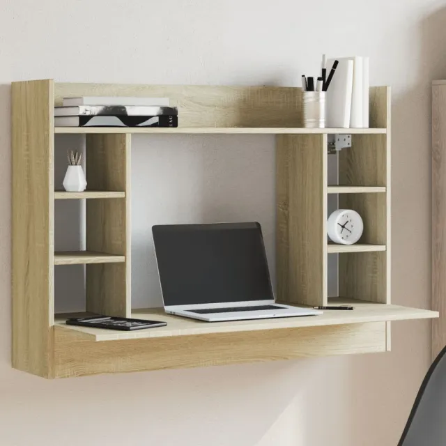 vidaXL Wandbureau 105x48x75 cm bewerkt hout sonoma eikenkleurig, foto 2