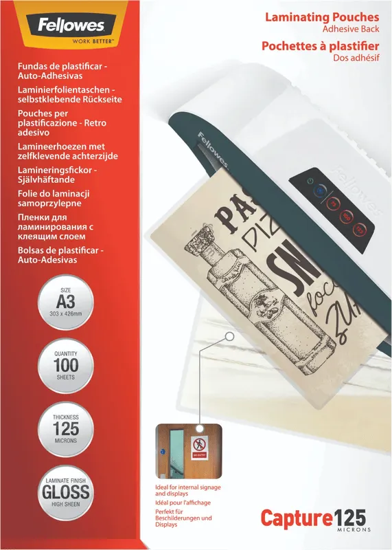 Fellowes Lamineerhoes fellowes a4 zelfklevend 2x80micron 100 stuks