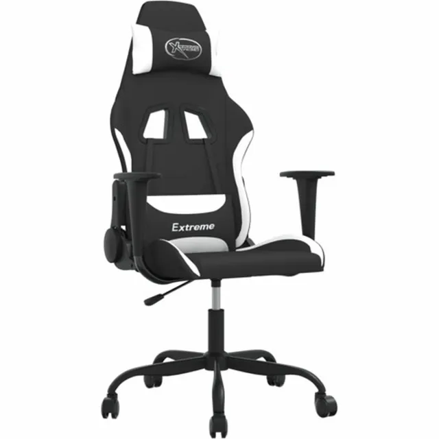 vidaXL Gamestoel - stof - zwart - en - wit zwart en wit