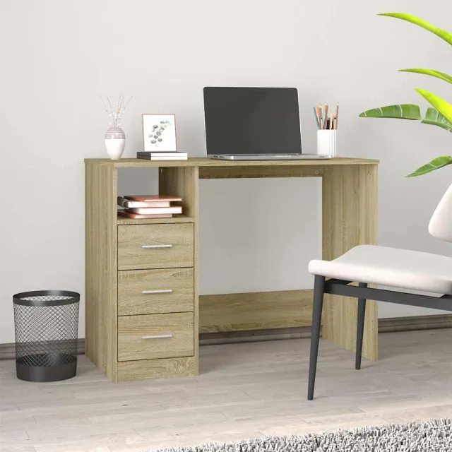 vidaXL Bureau met lades 102x50x76 cm bewerkt hout sonoma eikenkleurig, foto 2
