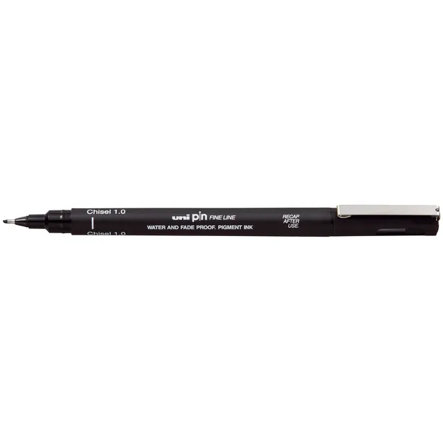 Uni-ball Fineliner Uni-ball Pin beitelpunt 1mm zwart
