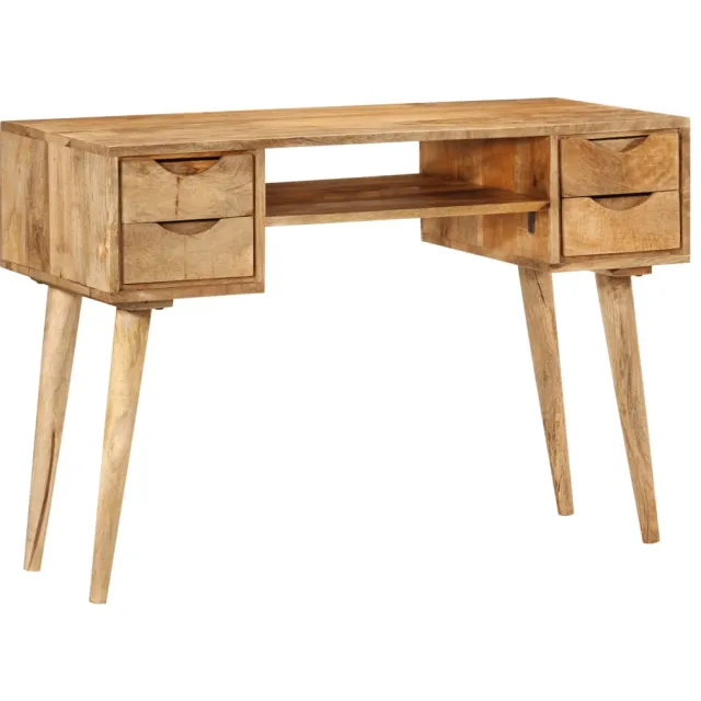 vidaXL Bureau met lades 110x47x76 cm massief mangohout Bruin