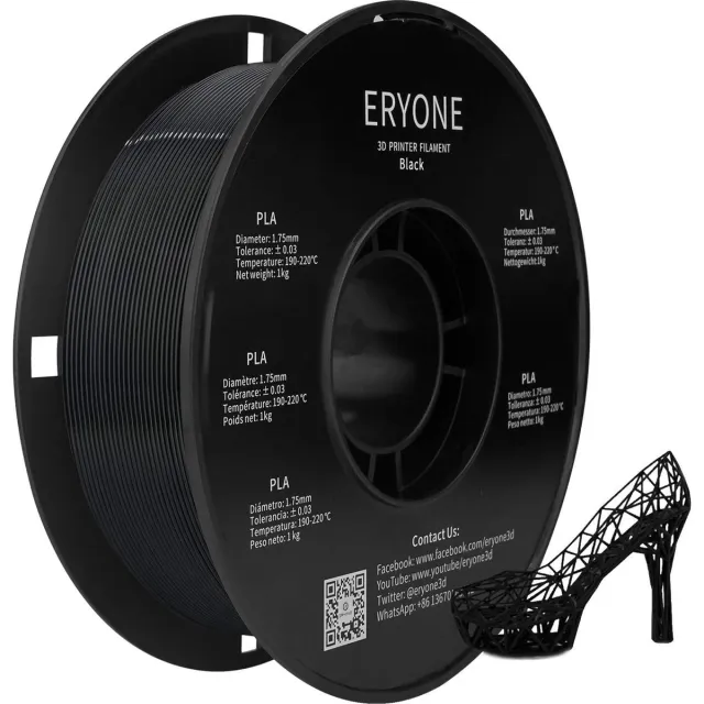 Eryone PLA Zwart 1Kg 1,75mm Filament