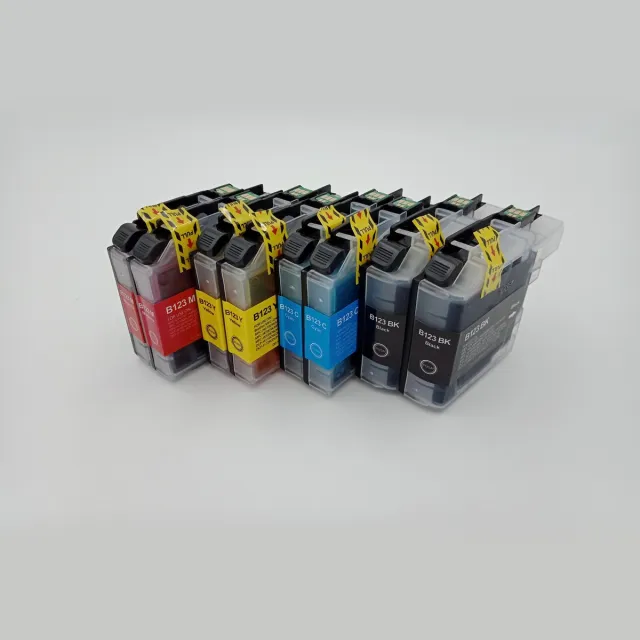 KATRIZ huismerk inkt voor Brother 2x LC123XL BK +2x LC123XL C+ 2x LC123XL M+ 2x LC123XL Y (8stuks) - Met chip Zwart, Cyaan, Magenta, Geel