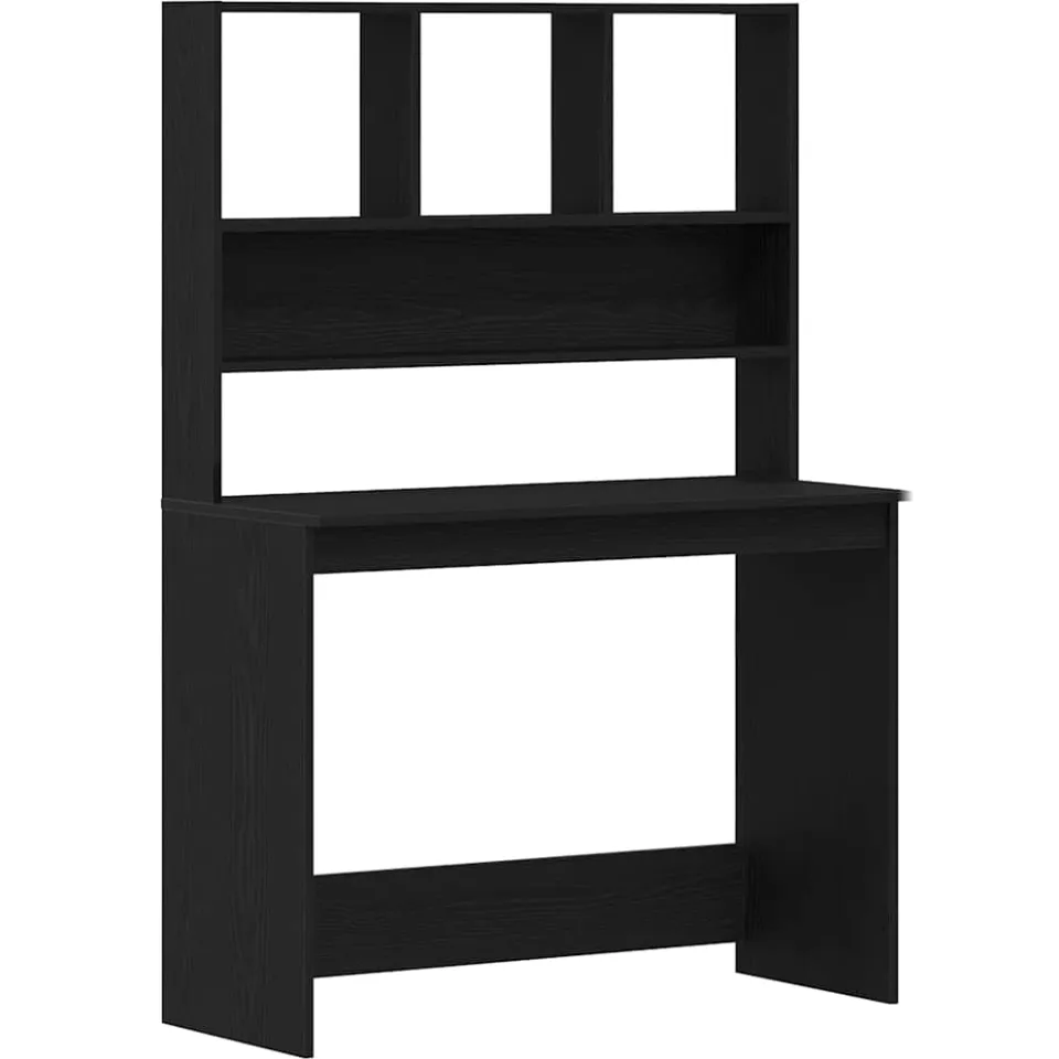 vidaXL Bureau met schappen 102x45x148 cm bewerkt hout zwart eikenkleur