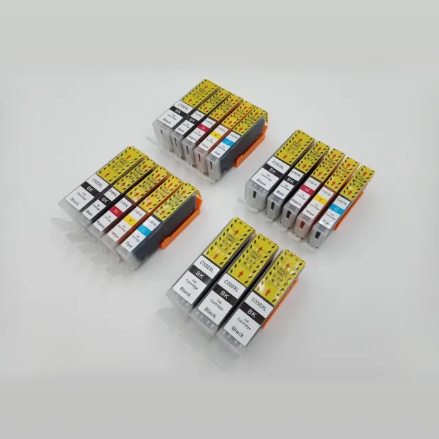 KATRIZ huismerk inkt voor Canon 6X PGI550XLBK + 3X CLI551XLBK + 3X CLI551XLCyaan + 3X CLI551XLMagenta + 3X CLI551XLGeel (18stuks) - Met chip Zwart, Foto Zwart, Cyaan, Magenta, Geel