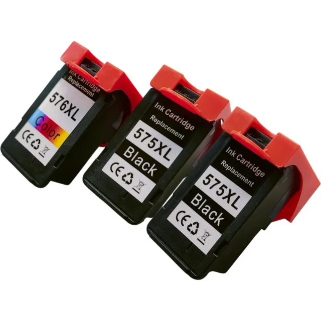 KATRIZ huismerk inkt voor Canon PG-575XL(2x Zwart) & CL-576XL (1x Kleur) - PG 575 & CL 576 / PG575XL & CL576XL | Geschikt voor Canon TR4750i / TR4751i / TR4755i / TR4756i / TS3550i / TS3551i / TS3750I / TS3751i / TS3752i Zwart& Kleur