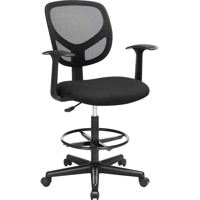 MAZAZU MIRA Home Bureaustoel Hoog met Voetsteun - Kantoorstoel Draaibaar - Zithoogte 55-75 cm - Zwart