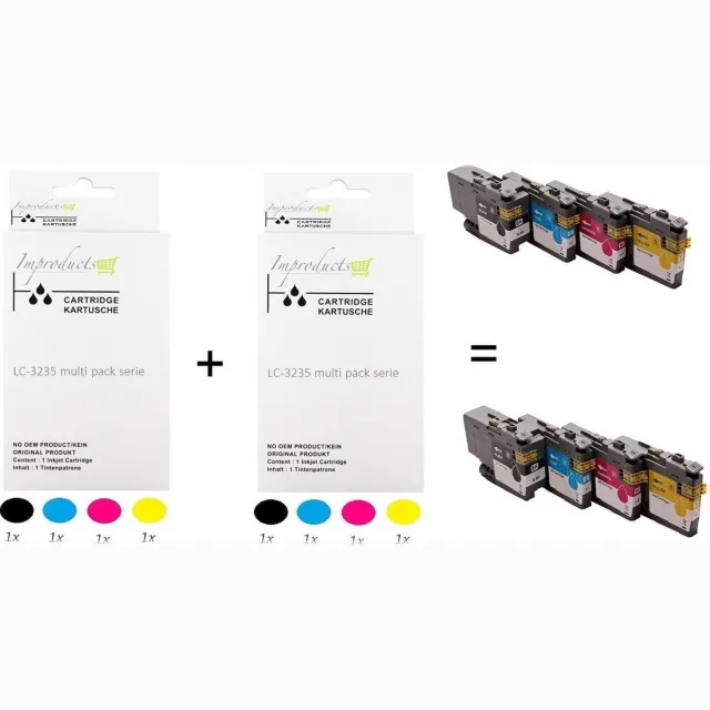 Improducts Inkt cartridges - Alternatief Brother LC3239 / LC-3239 / 3239 8 stuks multimulticolor - Zwart (2x), Cyaan (2x), Magenta (2x), Geel (2x)