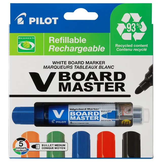 Pilot Whiteboardmarker PILOT Begreen rond medium assorti 5 stuks