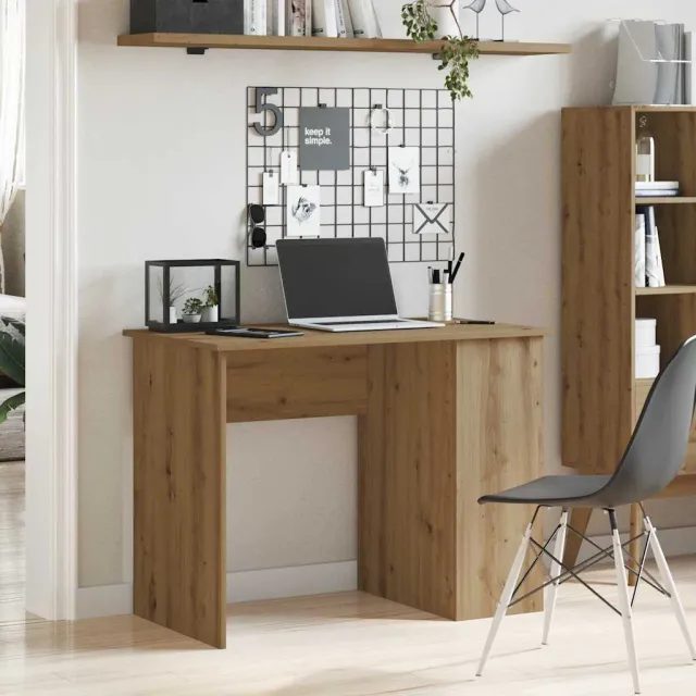 vidaXL Bureau 100x55x75 cm bewerkt hout artisanaal eikenkleur, foto 2