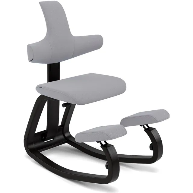 Varier Thatsit kniestoel met rugleuning Grijs/Zwart | Tonal