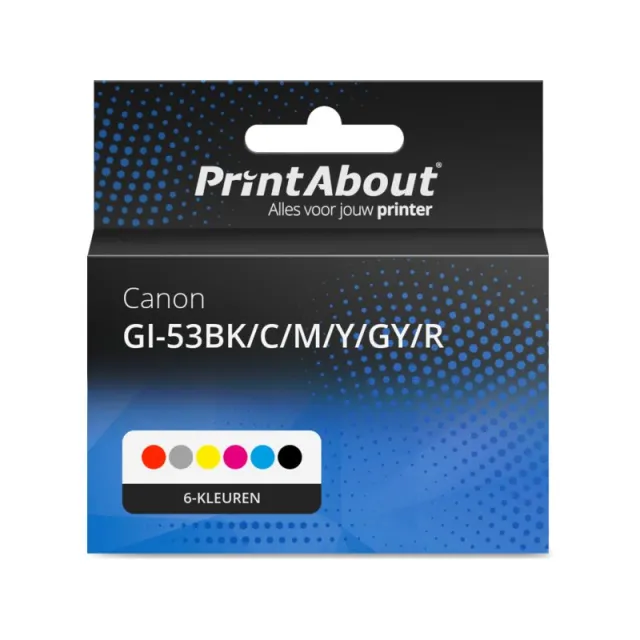 PrintAbout huismerk Inktcartridge GI-53BK/C/M/Y/GY/R 6-kleuren Multipack Geschikt voor Canon