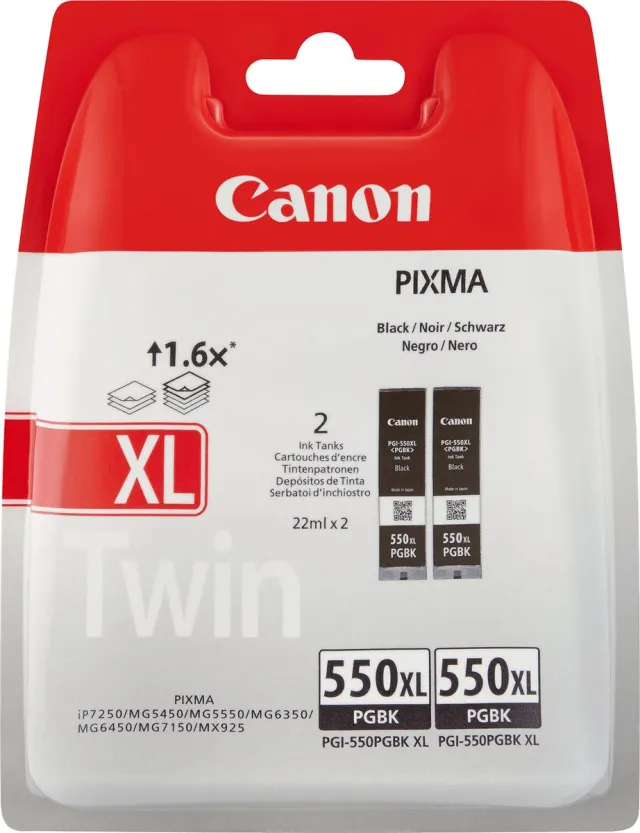 Canon PGI-550PXL - Inktcartridge / Zwart / Hoge Capaciteit / 2-pack 2x Zwart