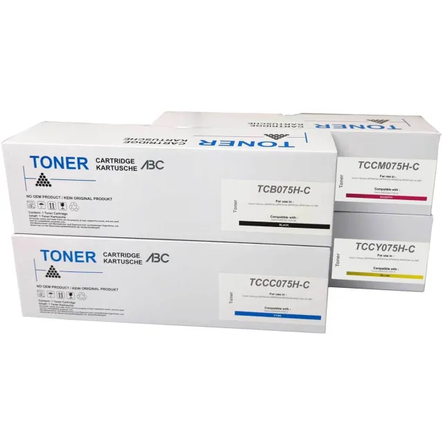 ABC huismerk set 4x toner XXL geschikt voor Canon 075H geschikt voor I-Sensys LBP646Cdw LBP647Cdw MF662Cdw MF663Cdw MF664Cdw MF665Cdw MF667Cdw MF651cw Set 4 kleuren
