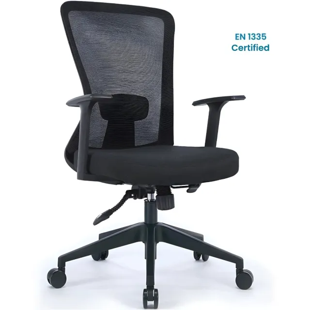 Goliving Ergonomisch Bureaustoel - Kantoorstoel - Office Chair - Verstelbaar - Op Wieltjes - Voor Volwassenen - EN-1335 - Zwart