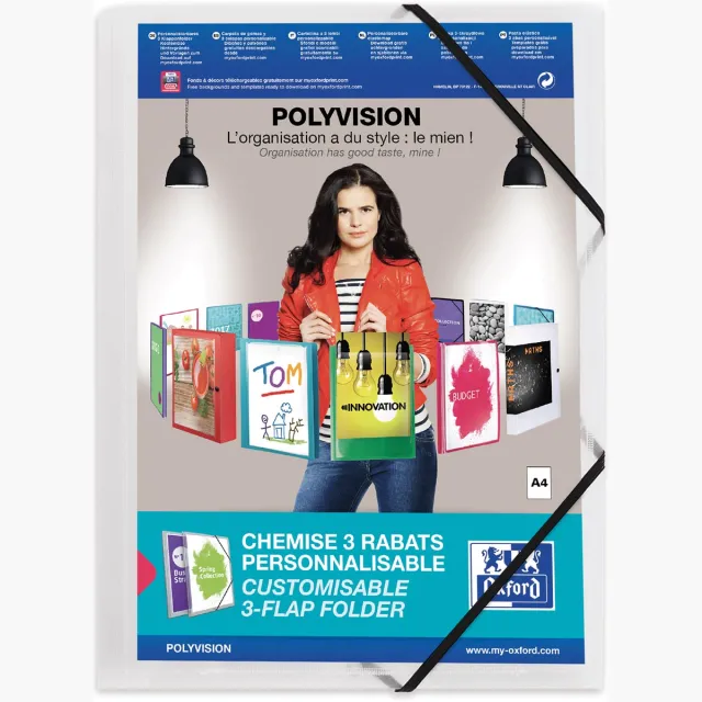 Oxford Polyvision elastomap, formaat A4, uit PP, transparant