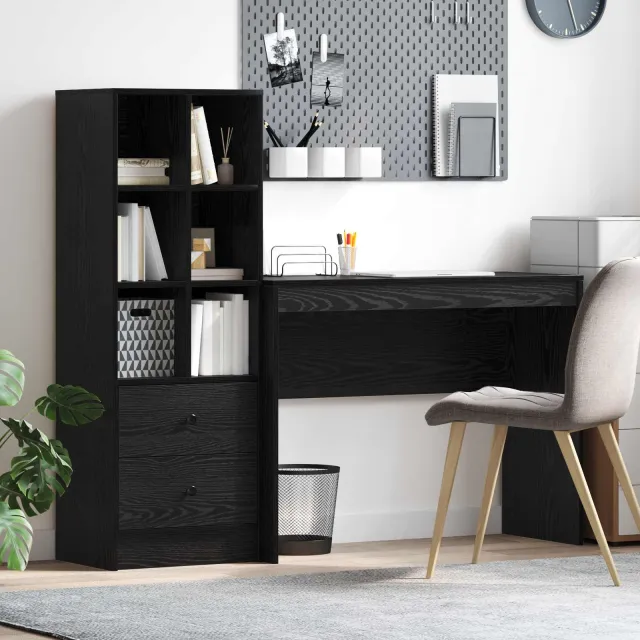vidaXL Bureau Zwart Eiken 145,5 x 40 x 127 cm 2 st, foto 2