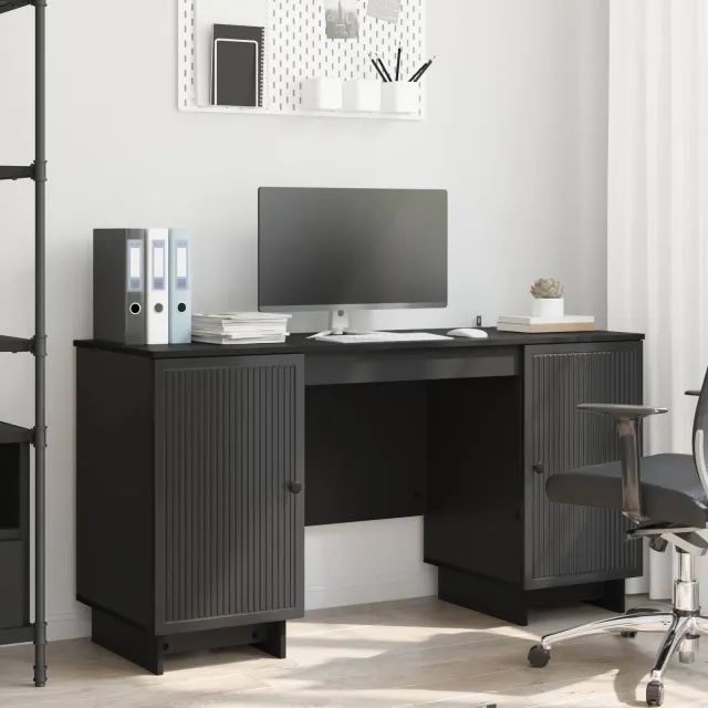 vidaXL Bureau Zwart Bewerkt hout 142,5 x 50 x 75 cm, foto 2