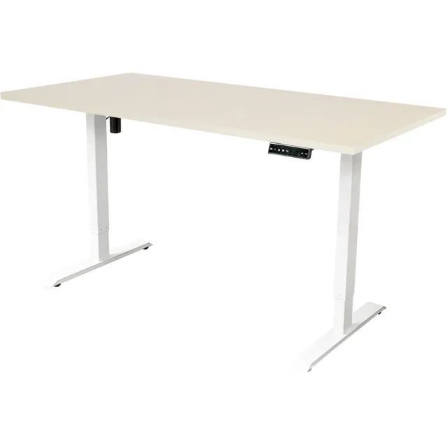 Sedero Elektrisch verstelbaar bureau - 180x80 cm - Single motor - Wit met Licht eiken