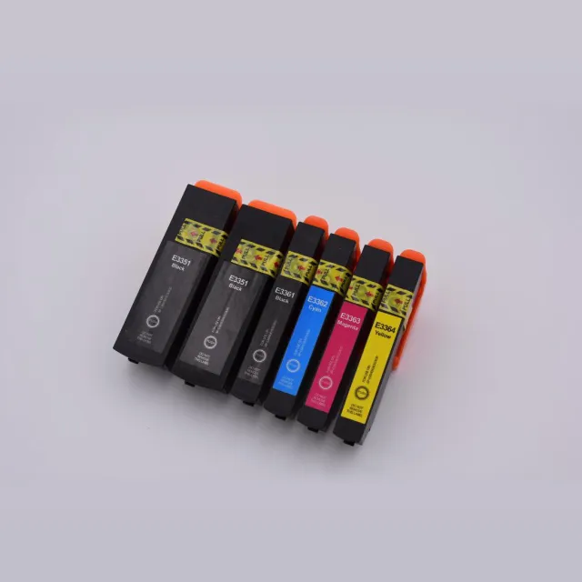 KATRIZ huismerk inkt voor Epson 2x T3351XL BK + 1x T3361XL BK + 1x T3362XL c + 1x T3363XL M + 1x T3364XL Y |(6stuks)- Met chip 2xZwart, Foto Zwart, Cyaan, Magenta, Geel