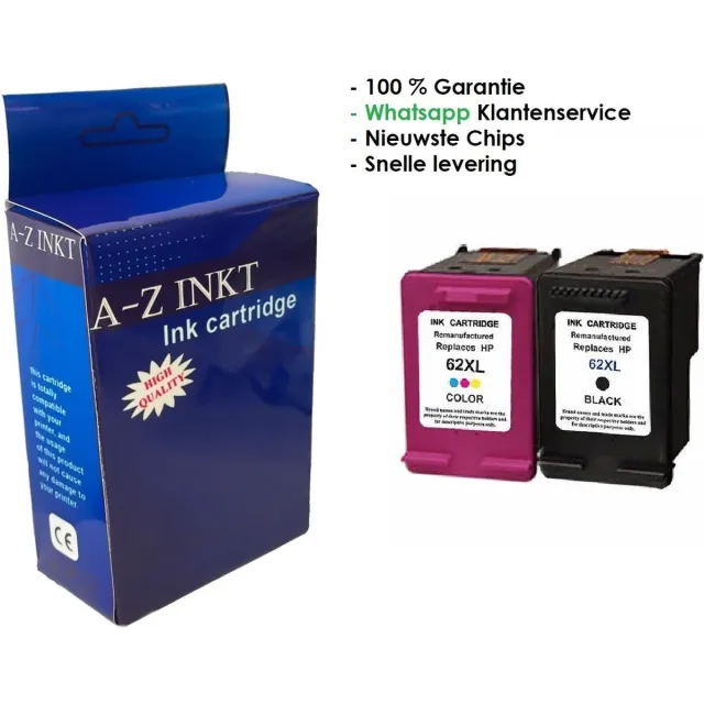 AtotZinkt premium huismerk Multipack voor HP 62 XL BK zwart + kleuren cartridge 20 ml Envy 5600 5640 5642 5643 5644 5660 5665 7600 7640 7645 e-All-in-One Series, OfficeJet 5740 5745 8000 8040 8045 Series