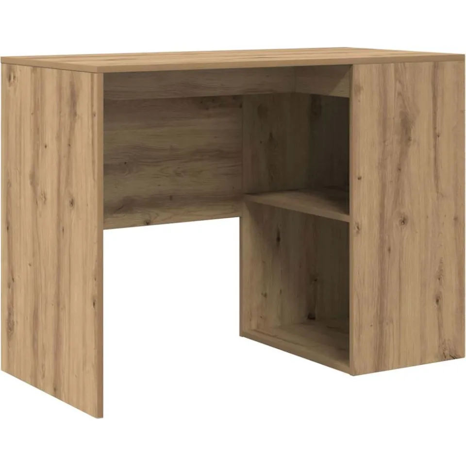 vidaXL Bureau Artisan Eiken 102 x 50 x 75 cm Bewerkt hout, foto 3