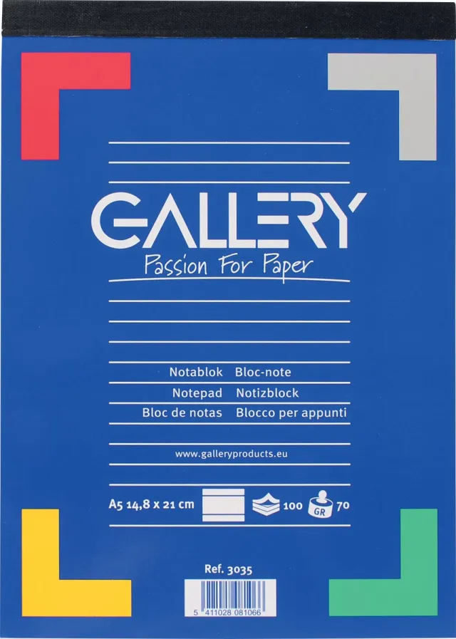 Gallery schrijfblok, ft A5, gelijnd, blok van 100 vel
