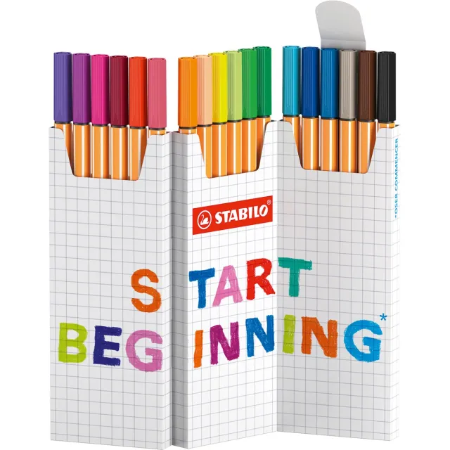 Stabilo point 88 fineliner, geassorteerde kleuren, deskset van 18 stuks
