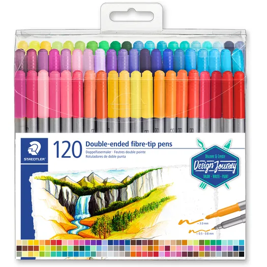 Staedtler Kleurstift Staedtler 3200 dubbele punt fijn en ultrafijn assorti 120st