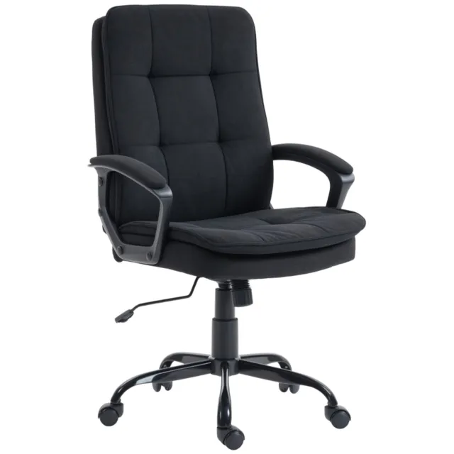 Clruro Bureaustoel - 63x70x102-112 cm - Dubbele Bekleding - Wipfunctie - Linnenlook - Zwart Clruro