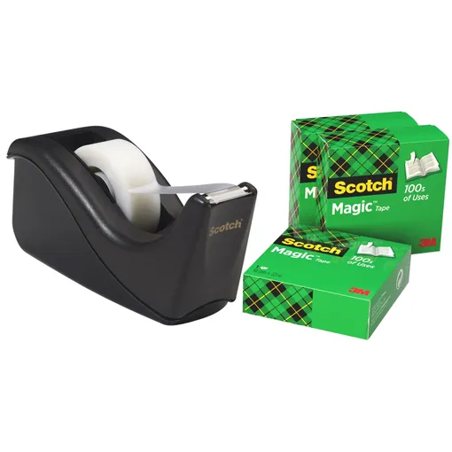 Scotch Plakbandhouder Scotch C60 zwart + 4 rollen Magic tape 19mmx33m 5 stuks