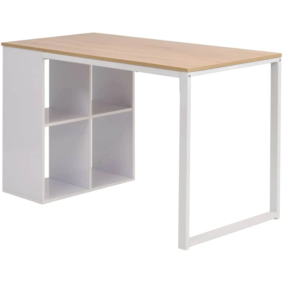 vidaXL Schrijftafel 120x60x75 cm eikenkleur en wit, foto 3