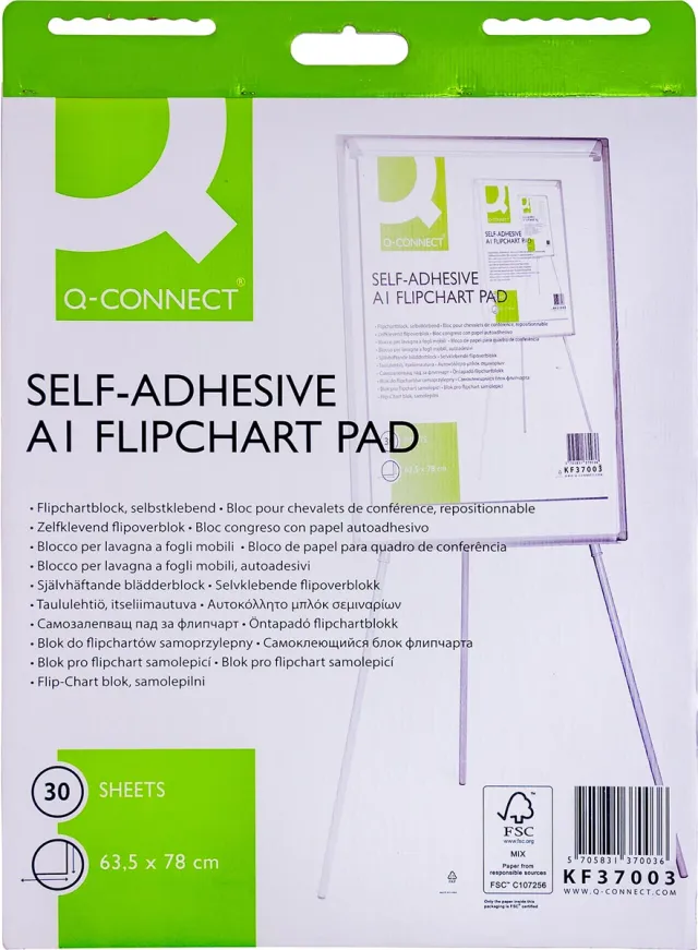 Q-CONNECT flip-overblok, zelfklevend, ft 63,5 x 78 cm, 30 vel