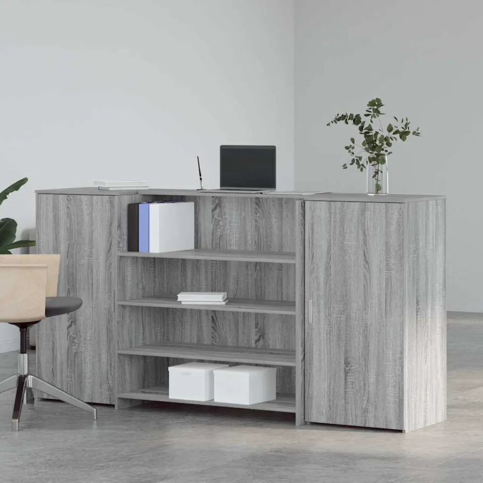 vidaXL Receptiebalie 200x50x103,5 cm bewerkt hout grijs sonoma eiken, foto 2